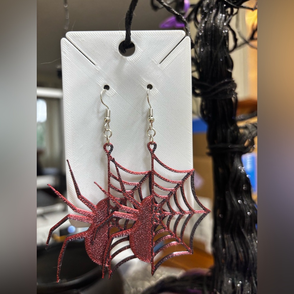 Spider and web earrings